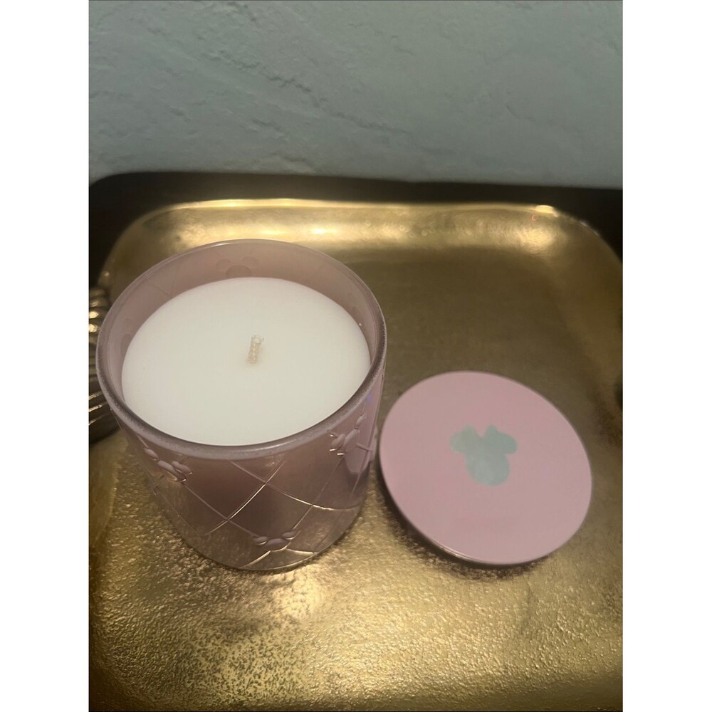 #2204*”4x4”Minnie-Disney Scented Soy Candle in Light Pink Glass Jar